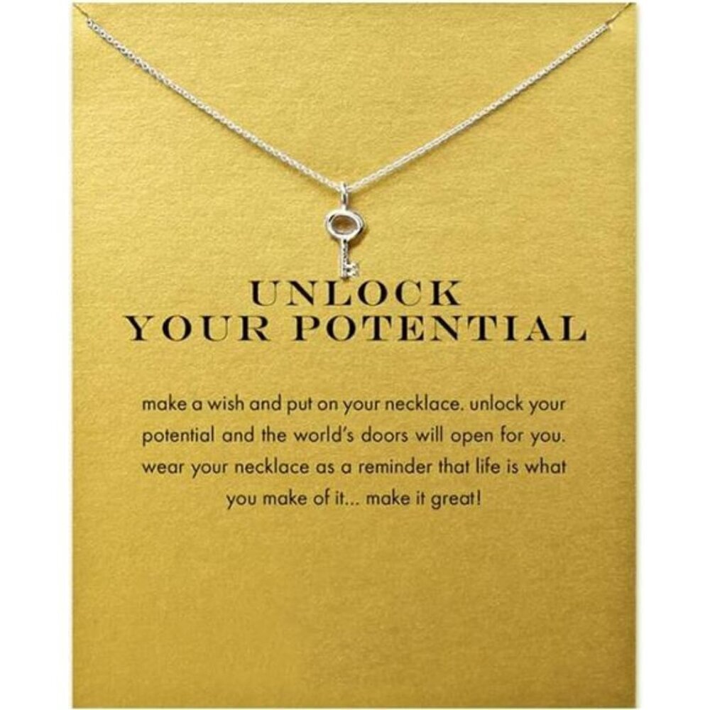 Key Pendant Necklace – “Unlock Your Potential” Motivational Jewelry Minimalist